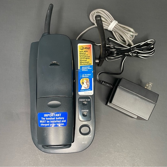 Other | Vintage Att 941 Cordless Phone Handset Base Adapter Black Good ...